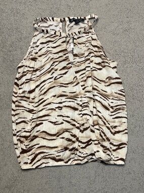 INC International Concepts Cream and Brown Zebra-Print Skirt
